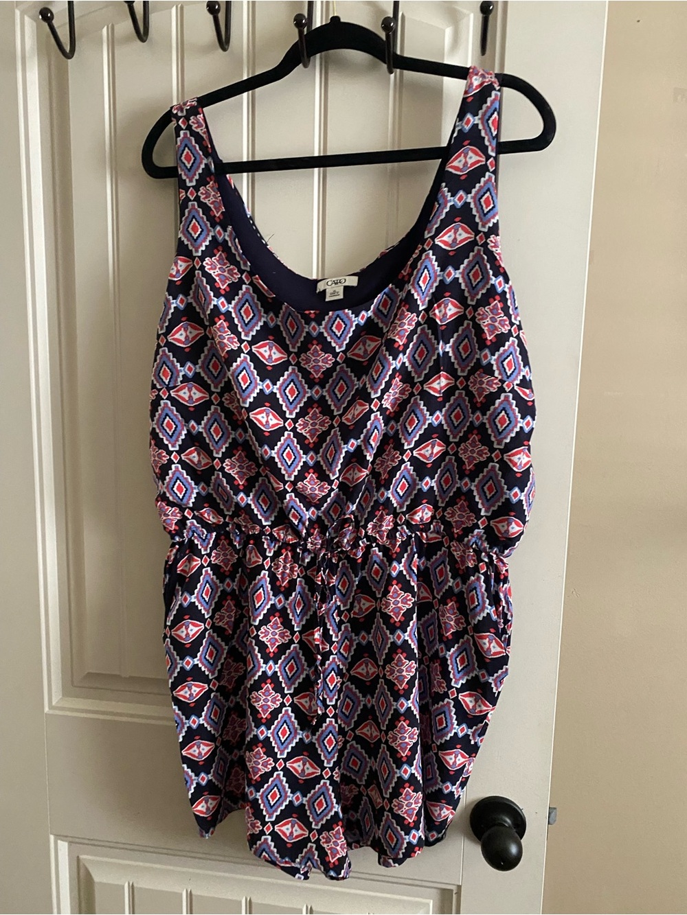 Navy Geometric Print Sleeveless Romper
